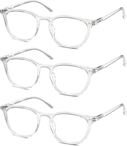 Miniatura 12 de Gafas de lectura negras para mujeres y hombres, elegantes, ligeras, con aumento +0.50, gafas de lectura con bisagras de resorte, paquete de 3