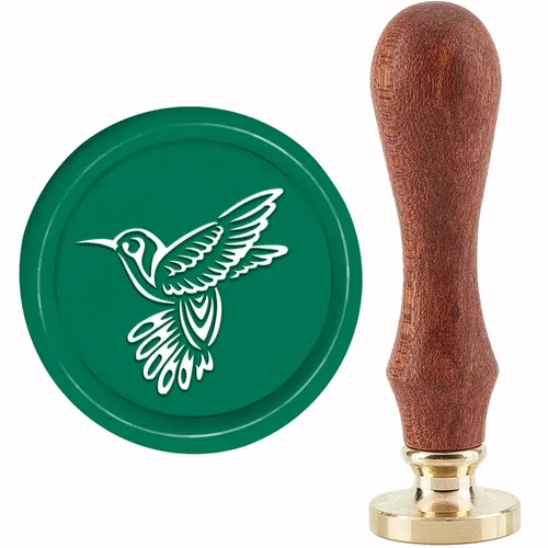CRASPIRE Sello de cera de colibrí, sello de cera de sellado vintage, 1.181 in, cabeza de latón extraíble de madera retro para invitaciones de boda,
