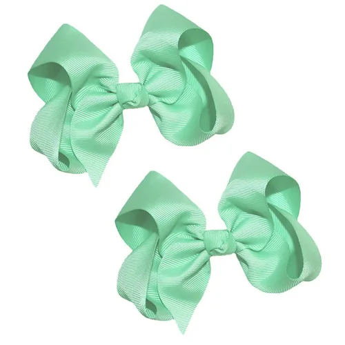 Miniatura 29 de WEBB DIRECT2U Juego de dos lazos para el pelo de grogrén sólido de 4 pulgadas, pinzas de cocodrilo, color verde manzana
