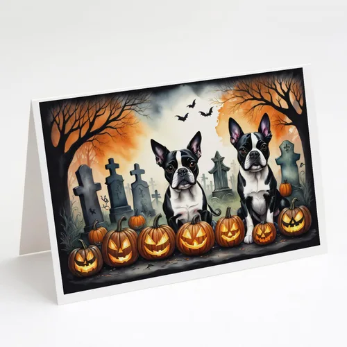 Miniatura 36 de Caroline's Treasures DAC2018GCA7P - Tarjetas de felicitación y sobres de Halloween espeluznantes de Border Collie, paquete de 8 tarjetas en blanco