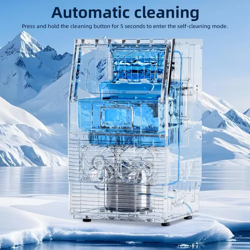 Miniatura 6 de Antarctic Star Máquina comercial para hacer hielo de 66 libras/24 horas, autolimpieza, pala de hielo, máquina de cubitos de hielo independiente
