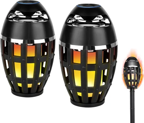 Miniatura 9 de Houkiper Altavoces de llama Bluetooth para exteriores, 1 paquete de altavoces inalámbricos 5.0 para interiores y exteriores con estacas, audio HD