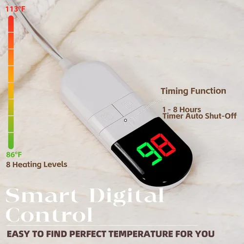 Miniatura 3 de Manta Térmica Premium de 50"×60" - Manta Eléctrica Ultra Acogedora y Suave con 8 Niveles de Calentamiento, Manta de Piel Sintética de Conejo