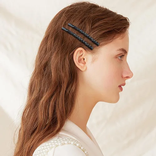 Miniatura 3 de 40 pinzas de metal de 2.44 pulgadas con diamantes de imitación negros, horquillas decorativas y brillantes para el cabello, accesorios