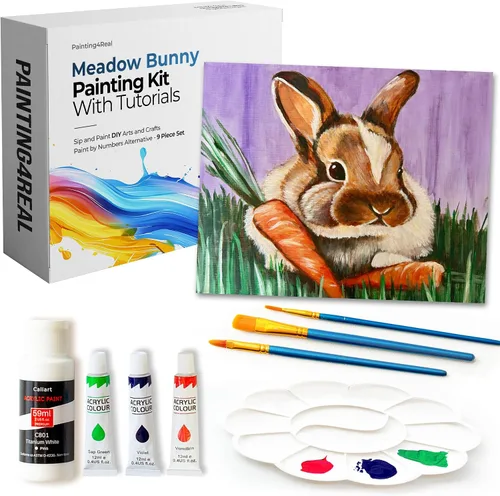 Miniatura 30 de Kits de clase de pintura para adultos con tutoriales en video, aprende a pintar radiant retriever, cómo pintar con juegos de pintura acrílica