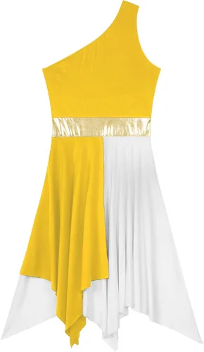 Miniatura 10 de easyforever Vestido de baile sin mangas con bloques de color para mujer, alabanza litúrgica, ropa de baile lírico, vestido de bata de adoración