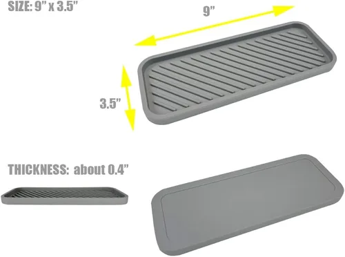 Miniatura 5 de 1 soporte de esponja de silicona, bandeja para fregadero de cocina, baño, ducha, jabonera, dispensador organizador de cepillos para botellas (gris)
