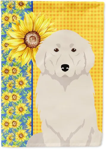 Miniatura 373 de Caroline's Treasures WDK5331CHF - Bandera de verano con diseño de girasoles rojos y blancos, manga grande, para porche, para colgar en la pared