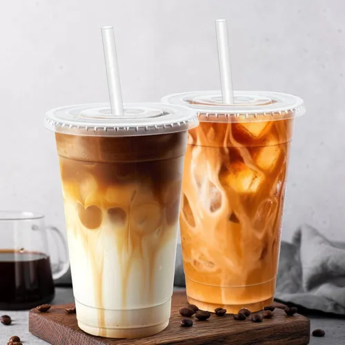 Miniatura 6 de Paquete de 100 vasos de plástico de 20 onzas con tapas y pajitas, tazas de café desechables para café helado, bebidas frías, batidos y batidos