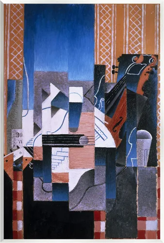 Stupell Industries Violón y guitarra Juan Gris Pintura abstracta clásica Arte de pared de madera, diseño por one1000paintings