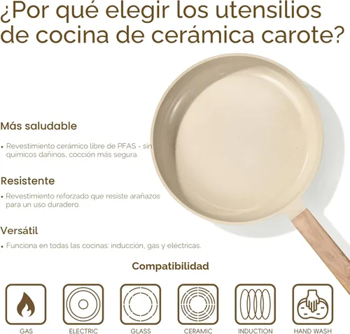Miniatura 9 de CAROTE - Juego de 14 piezas de ollas y sartenes antiadherentes, juego de utensilios de cocina de cerámica, juego de cocina de cocina no tóxico
