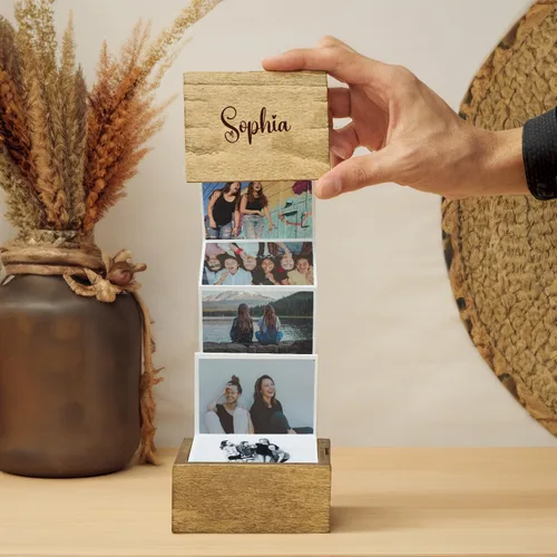 Miniatura 4 de Álbum de fotos extraíble personalizado, Caja de fotos de madera personalizada, Colección de memoria personalizada, Regalo para amigo de la familia