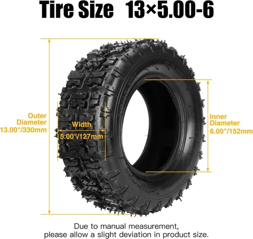 Miniatura 4 de FVRITO Neumáticos 13x5.00-6 y tubo interior para Razor Dirt Quad Yerf Dog Motovox MGK10 CK100 SK100 Go Kart TaoTao E1-350 E1-500 E2-350 E2-500 ATV 4