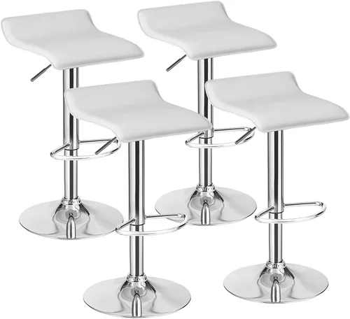 Miniatura 10 de Casart Juego de 2 taburetes de bar, taburetes de bar giratorios ajustables de piel sintética con reposapiés, base cromada, sillas de bar modernas