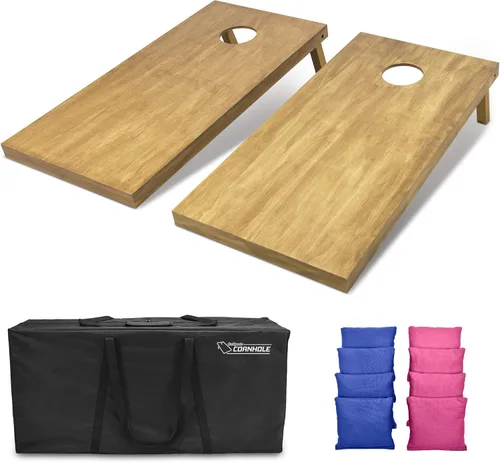 Miniatura 94 de GoSports 4 ft x 2 ft Regulation Size Wooden Cornhole Boards Set with Light Brown Finish - Includes Carrying Case and Bean Bags Negro- gris