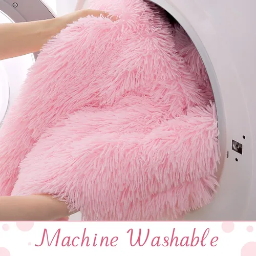Miniatura 8 de BENRON Mantas de Tiro Rosa Claro, Suaves Peludas Difusas Sherpa Bonita Manta de Tiro Rosa Bebé Acogedora Mullida de Piel Sintética para Cama Sofá