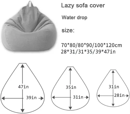 Puf - Funda para sofá grande y perezoso, funda para sofá, sin relleno, puf, cama, futón, tatami, puff relax, muebles de salón (color gris oscuro,