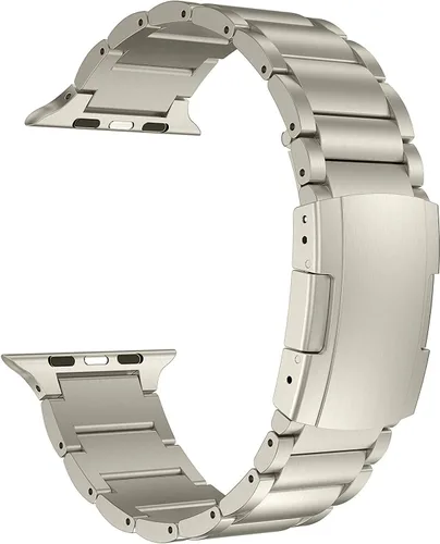 Titanium Watch Band,Metal Strap Bracelet with Tortoise Buckle,for Apple Watch Series 11/10/9/8/7,Ultra 3/2/1,SE 3/2/1 [2025] A-titanio.