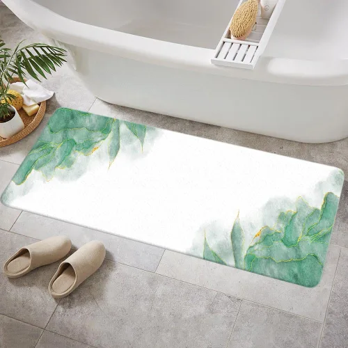 Miniatura 23 de Tapetes de baño de mármol verde y dorado para baño, de franela verde oliva esmeralda oscuro, tapete de baño para ducha, antideslizante, moderno