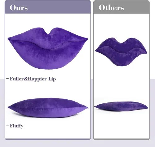 Miniatura 5 de AELS Almohadas de labios grandes 3D de terciopelo suave, almohadas decorativas de amor, lindas almohadas de 24 x 12 pulgadas para sofá, cama, sala