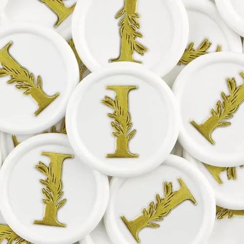 Miniatura 10 de 25 calcomanías de sello de cera doradas y negras hechas a mano con hojas botánicas vintage, calcomanías de cera para invitaciones de fiesta de boda