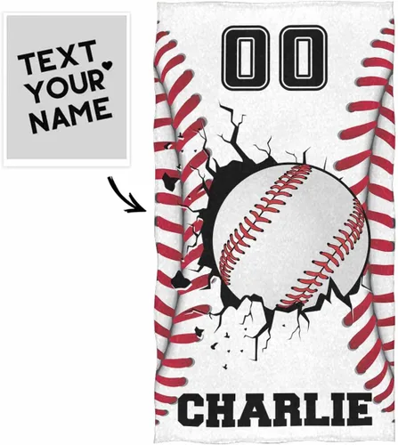 Miniatura 2 de Toalla de playa de béisbol personalizada para niños y niños, toalla de playa deportiva personalizada con nombre, número de equipo, regalos