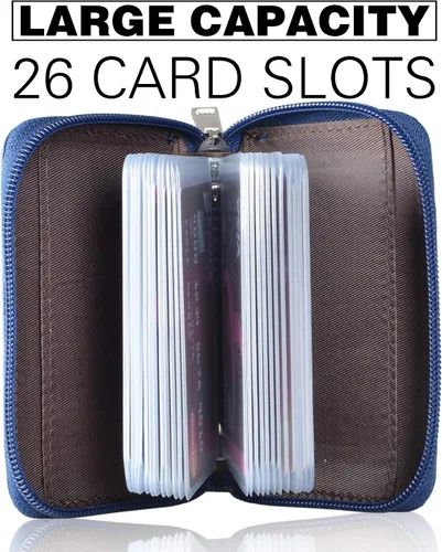 Miniatura 3 de Easyoulife billetera para tarjetas de crédito de cuero auténtico con espacio para 26 tarjetas