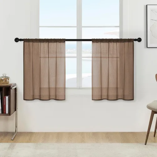 Miniatura 40 de MRTREES Cortinas transparentes de Aqua Blue, para cocina, de 36 pulgadas de longitud, cortinas transparentes de gasa con filtro de luz, cortinas