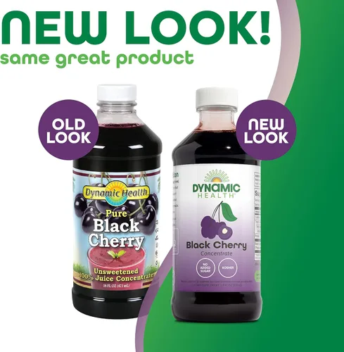 Miniatura 5 de Dynamic Health Concentrado de jugo 100% puro de cereza negra sin azúcar, sin aditivos ni conservantes, antioxidante, 8 onzas (el embalaje varía)
