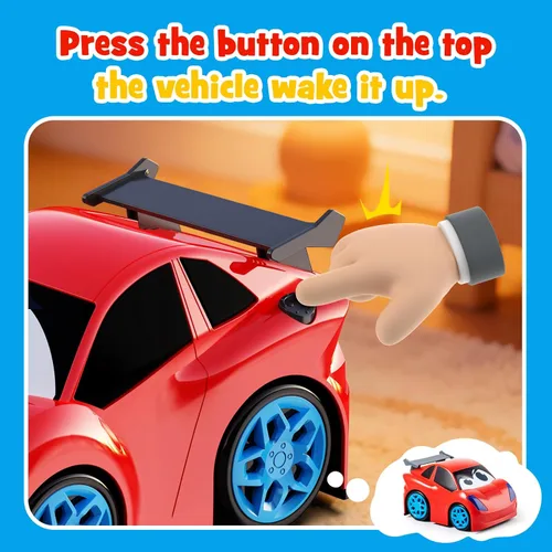 Miniatura 6 de AEROQUEST Coche de control remoto, juguete de coche RC con luces y sonidos para niños, niñas y niños pequeños de 1-3, 2-4, 4-7 y 3 años Rojo
