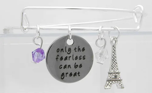 Miniatura 5 de Art Attack Silvertone Only Fearless Can Be Great Paris - Pulsera extensible con cuentas de la Torre Eiffel, Metal, Sin gemas.