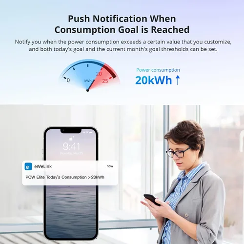 Miniatura 3 de SONOFF POWR316D Elite 16A Interruptor de potencia inteligente WiFi con medidor de energía, interruptor de luz inalámbrico inteligente con monitoreo