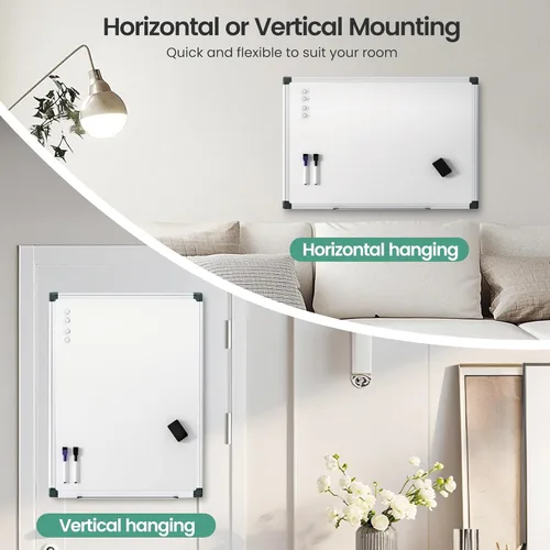 Miniatura 6 de Pizarra magnética de borrado en seco de 36 x 24 pulgadas para pared, pizarra blanca para escuela, aula, estudio y oficina en casa, marco de aluminio