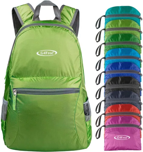Miniatura 17 de G4Free Mochila ligera plegable de 20L, mochila de senderismo para viajes, mochila de día plegable para hombres y mujeres Naranja