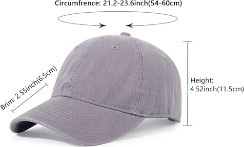 Miniatura 2 de Gorra de béisbol unisex de algodón liso en blanco para papá, ajustable, estilo vintage