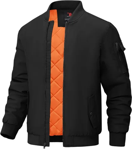 Miniatura 13 de BGOWATU - Chaqueta para hombre, impermeable, acolchada, tipo bomber, casual, para otoño e invierno, cálida y acolchada