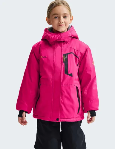 Miniatura 2 de GEMYSE Chaqueta de esquí impermeable para niña, chaqueta de invierno a prueba de viento con capucha