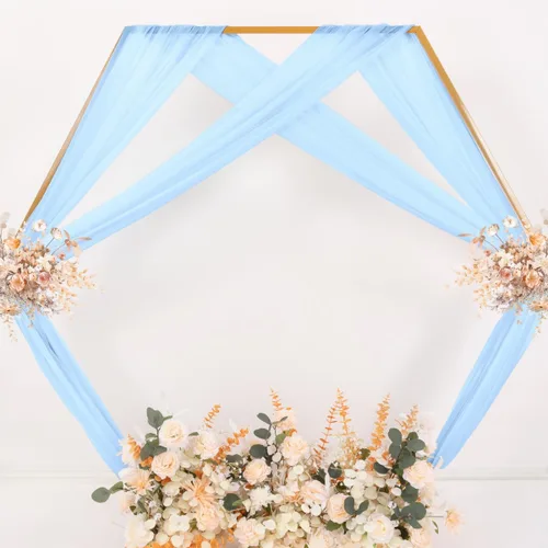 Miniatura 6 de MLMC 1 panel de tela para arco de boda azul bebé, 29 x 20 pies, cortinas de gasa extralargas transparentes de 6.6 yardas, paneles de cortinas