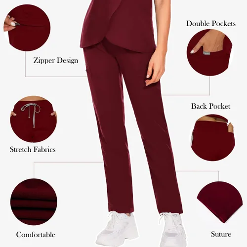 Miniatura 3 de VIAOLI Conjunto de ropa quirúrgica para mujer con cremallera, conjunto médico de enfermería y pantalón de enfermería, diseño moderno y sexy
