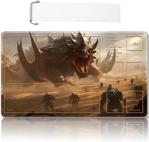 Miniatura 25 de Tapete de juego MTG cosido de alta calidad con zonas y parte trasera de goma antideslizante, tapete de juego TCG para MTG y otros juegos de cartas