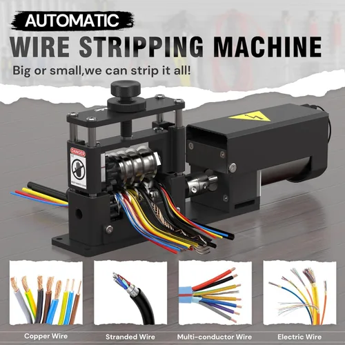 Miniatura 6 de Máquina peladora automática de cables con motor mejorado, herramienta de pelado de cables eléctricos con 6 canales y 5 cuchillas de carburo para un
