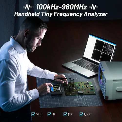 Miniatura 3 de Analizador de espectro portátil TinySA, SEESII actualizado V0.3.1 analizador de frecuencia pequeño portátil de mano de 100kHz a 960MHz entrada