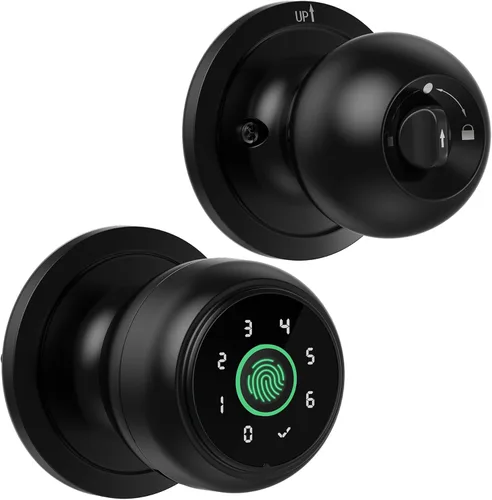 Lockin Cerradura de Puerta con Huella Dactilar 4 en 1, Perilla de Puerta Inteligente con Cerradura, Cerradura de Puerta Biométrica con Control por