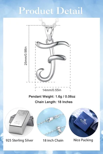 Miniatura 209 de EUDORA Collares de plata esterlina con inicial para mujer, regalos clásicos de 26 letras sin cuello para niñas, hermana, madre hija, cadena de 18