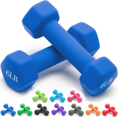 Portzon Mancuernas con Pesos 10 Opciones de Colores Compatibles con Juego de 2 Mancuernas de Neopreno, 1-15 Libras, Antideslizantes, No se Ruedan,