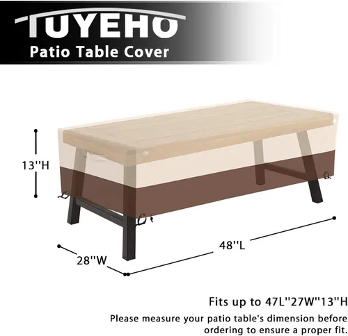 Miniatura 2 de Tuyeho Funda para muebles de patio, 48 x 28 x 13 pulgadas, tela Oxford duradera y resistente, para exteriores, rectangular, impermeable y resistente