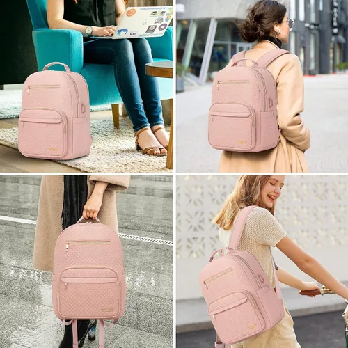 Miniatura 7 de mochila para laptop para mujer, Rosado, Casual