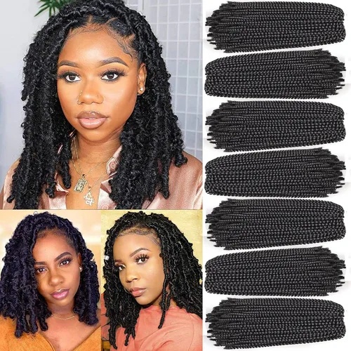 Miniatura 12 de Xtrend - Cabello trenzado de ganchillo con rizos de resorte, color rojo cobrizo, 12 pulgadas, para rizos de mariposa de imitación, extensiones