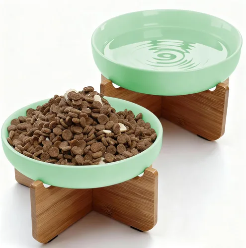 Miniatura 12 de Cuencos de cerámica para gatos - Platos poco profundos para comida y agua, tazón ancho de 6 pulgadas con acabado mate para comida de gatos, juego