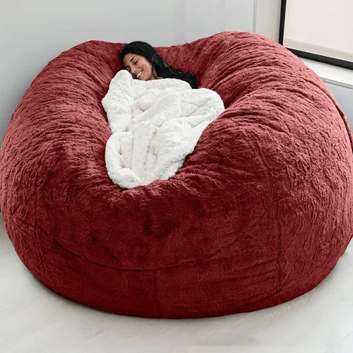 Miniatura 27 de HWOEK Puf de gran tamaño de piel gigante (sin relleno) para muebles de sala de estar de adultos, grande, redondo, suave, esponjoso, sofá perezoso